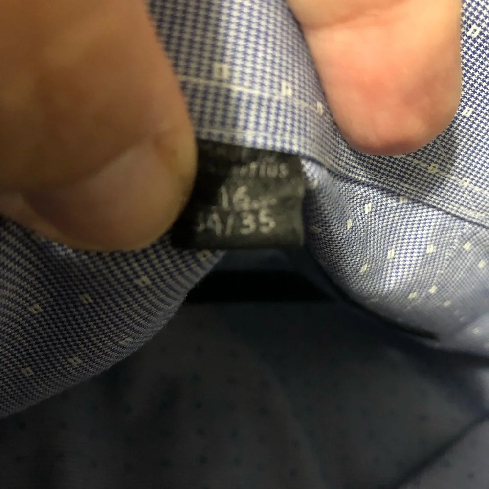 Ike Behar NYC blue white button down dress shirt mens size 16 34/35  100% cotton